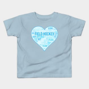 Field Hockey Heart Blue Kids T-Shirt